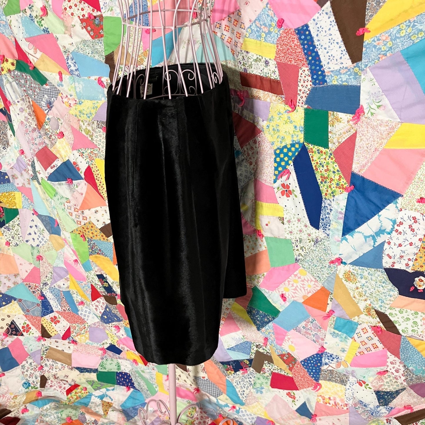 vintage 90s Y2K skirt black faux fur 1990s minimal | S-M | Harvé Benard by Benard Holtzman