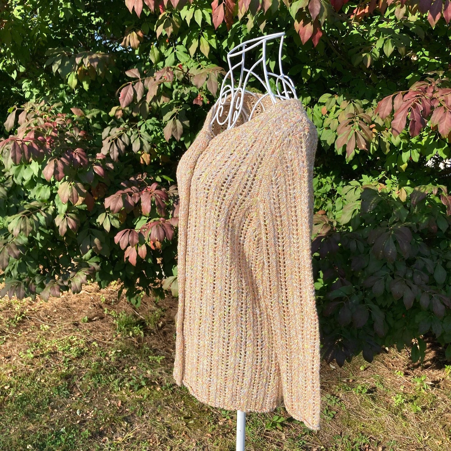 Vintage crochet cardigan 90s | S - M | sweater 1990s open knit weave work Susan Bristol