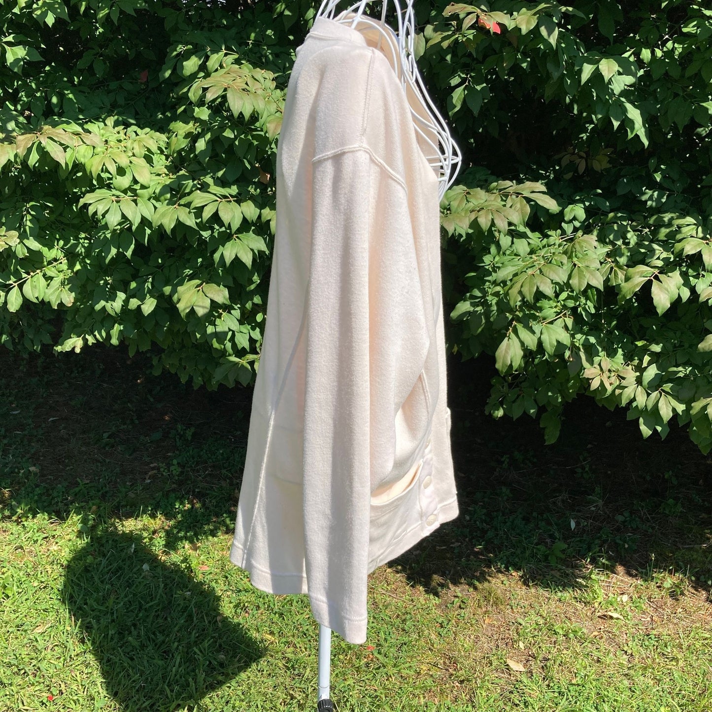 Vintage grandma cardigan sweater long |S-M | 90s white oat cotton cottage minimal INTRO Fenn Wright and Mason