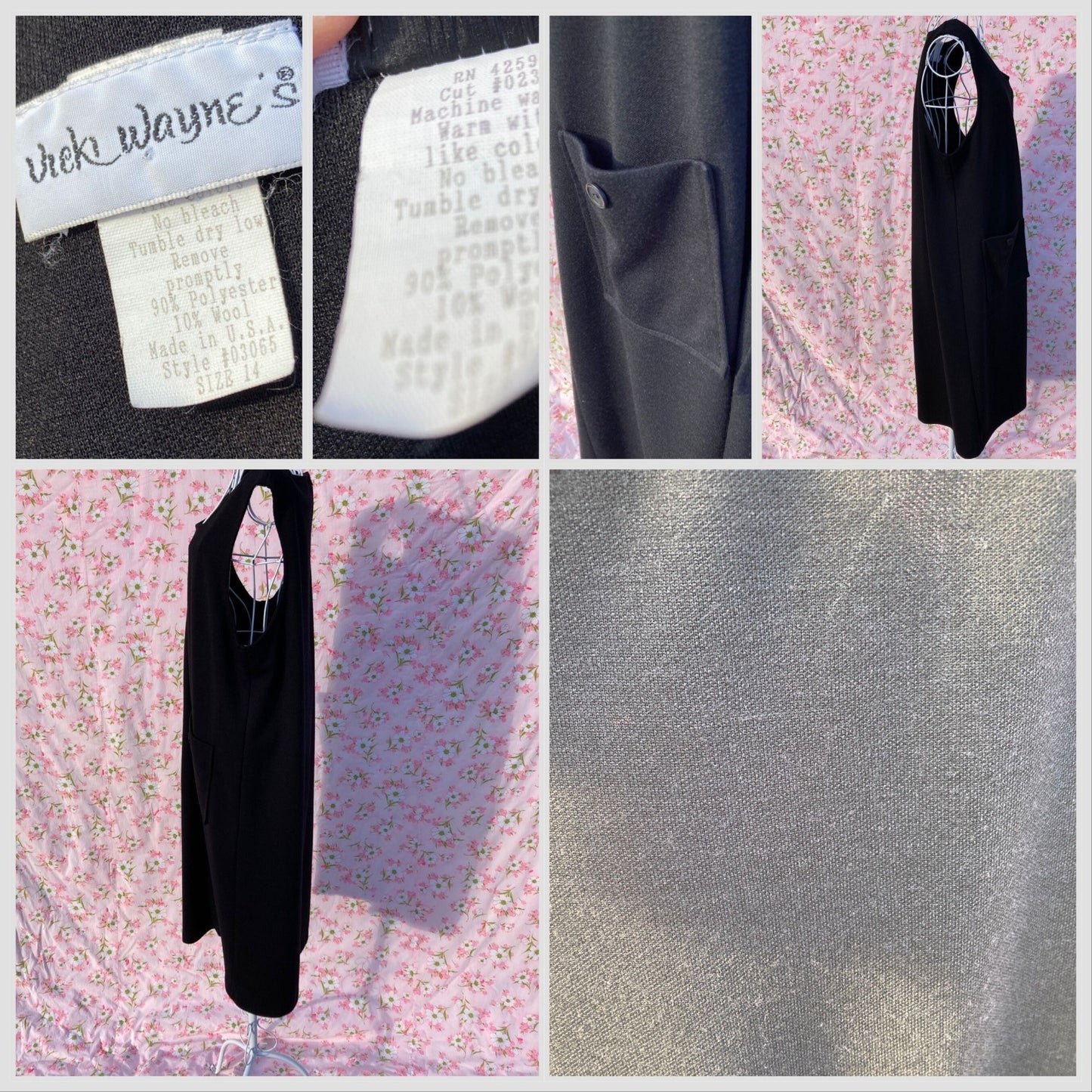 vintage black jumper dress 80s 90s cottage minimal 1990s Vicki Wayne |S-M|