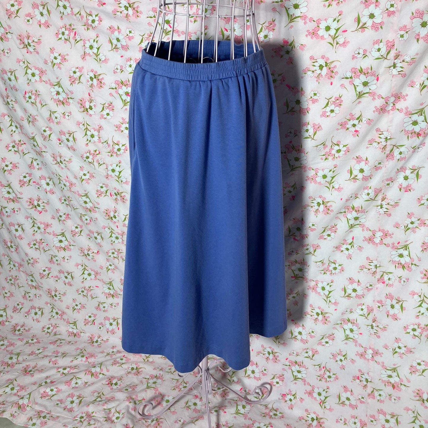 vintage 90s Y2K midi skirt periwinkle blue - purple cotton 1990s minimal | XS-S | cotton Talbots | 26 in - 29 in waist |