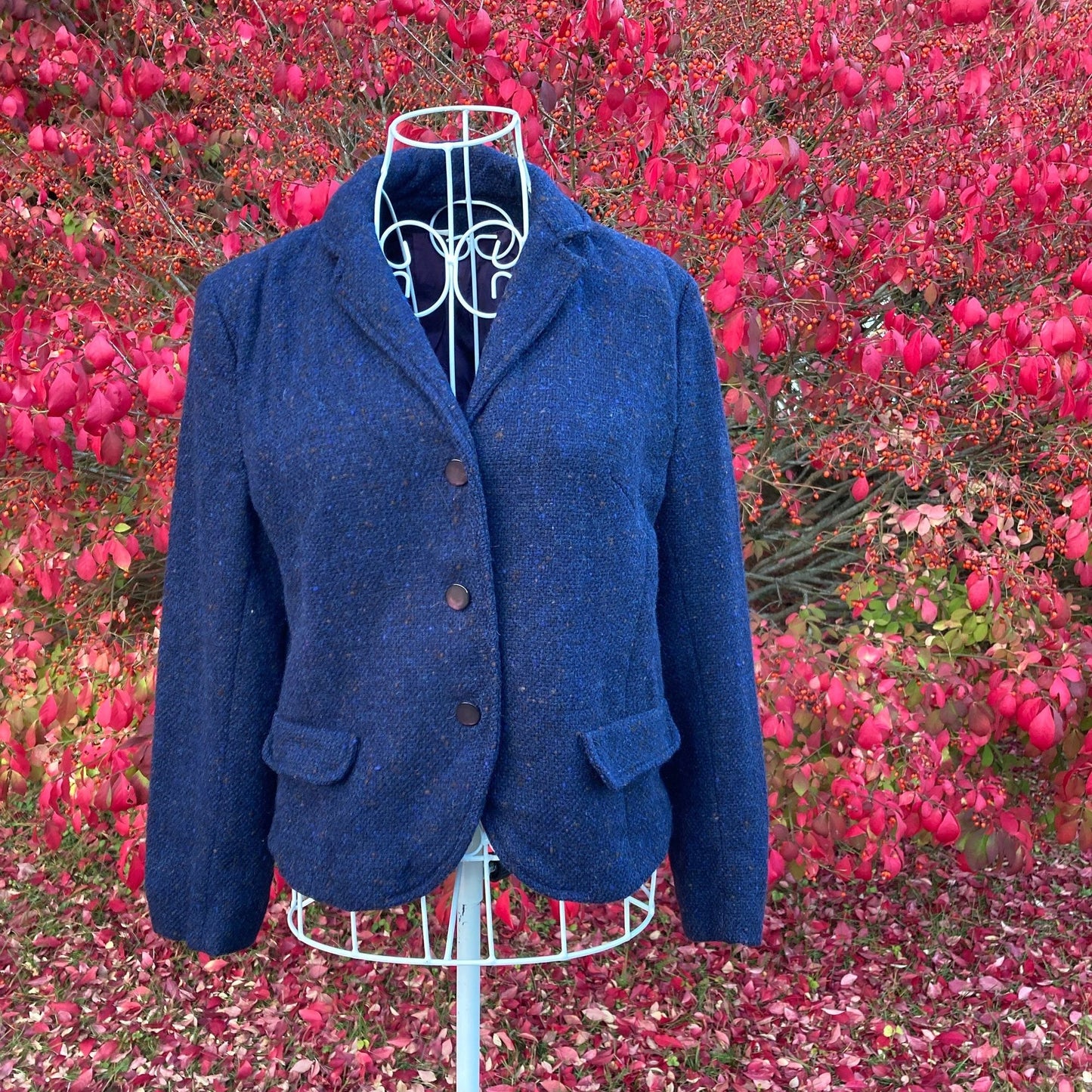 Vintage vtg 70s blazer |XS-S| 1970s navy blue wool academia