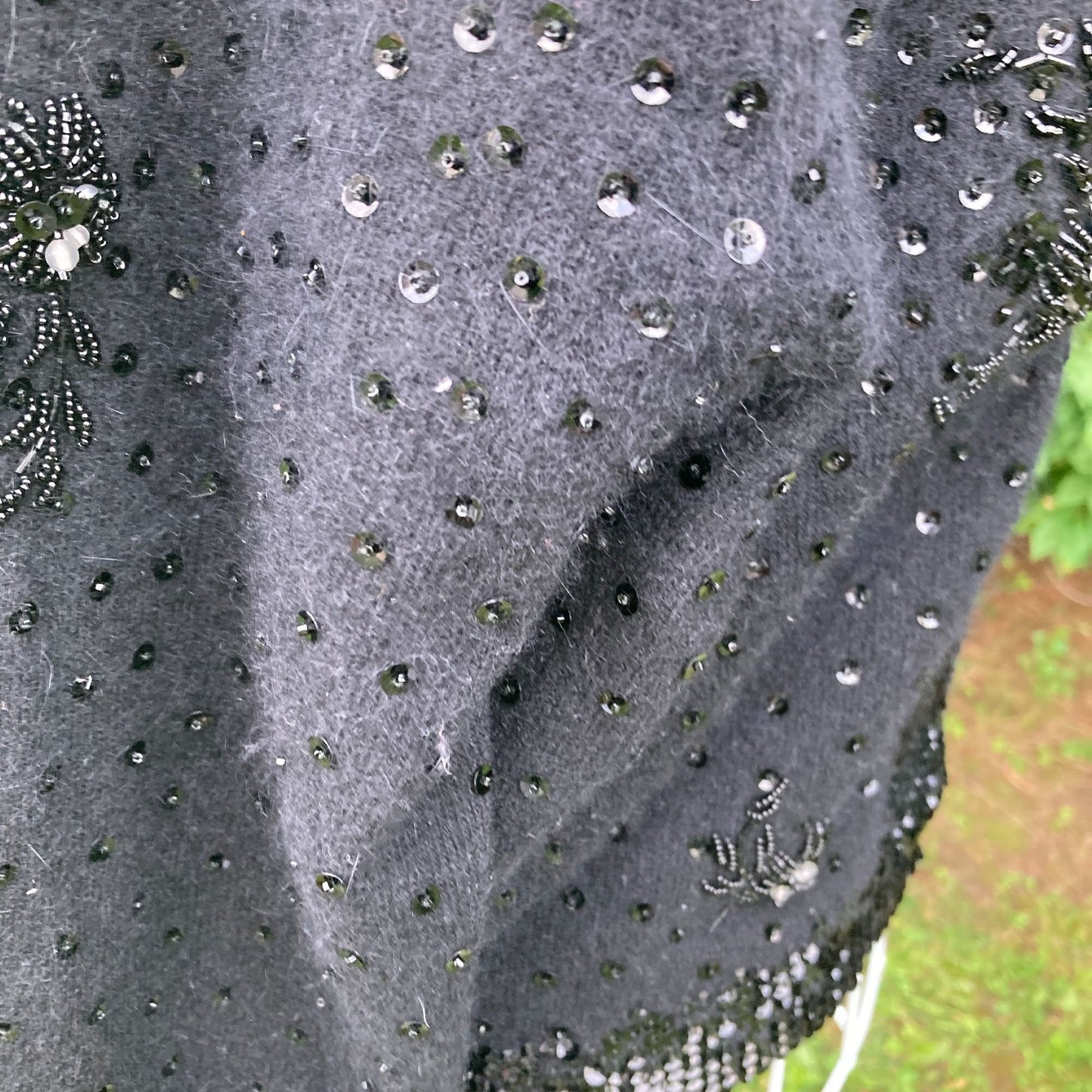 Vintage sweater wool angora black 60s |S-M| elegant sequin beaded cardigan