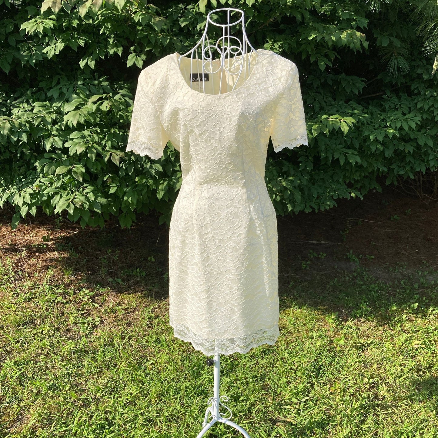 vintage 90s dress |S-M| ivory off white lace 1990s 1980s My Michelle