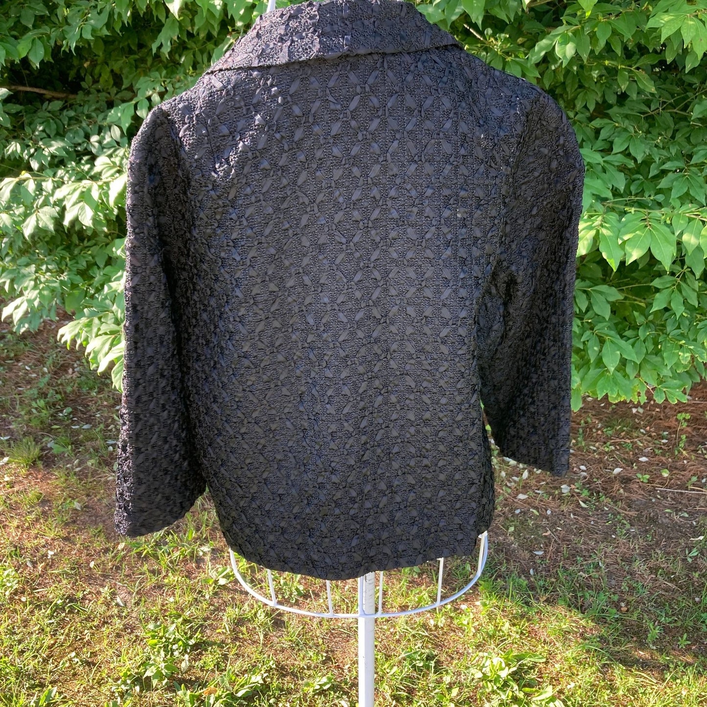 Vintage 50s 60s black jacket blazer |S-M| woven Lily Lynn elevated minimalism