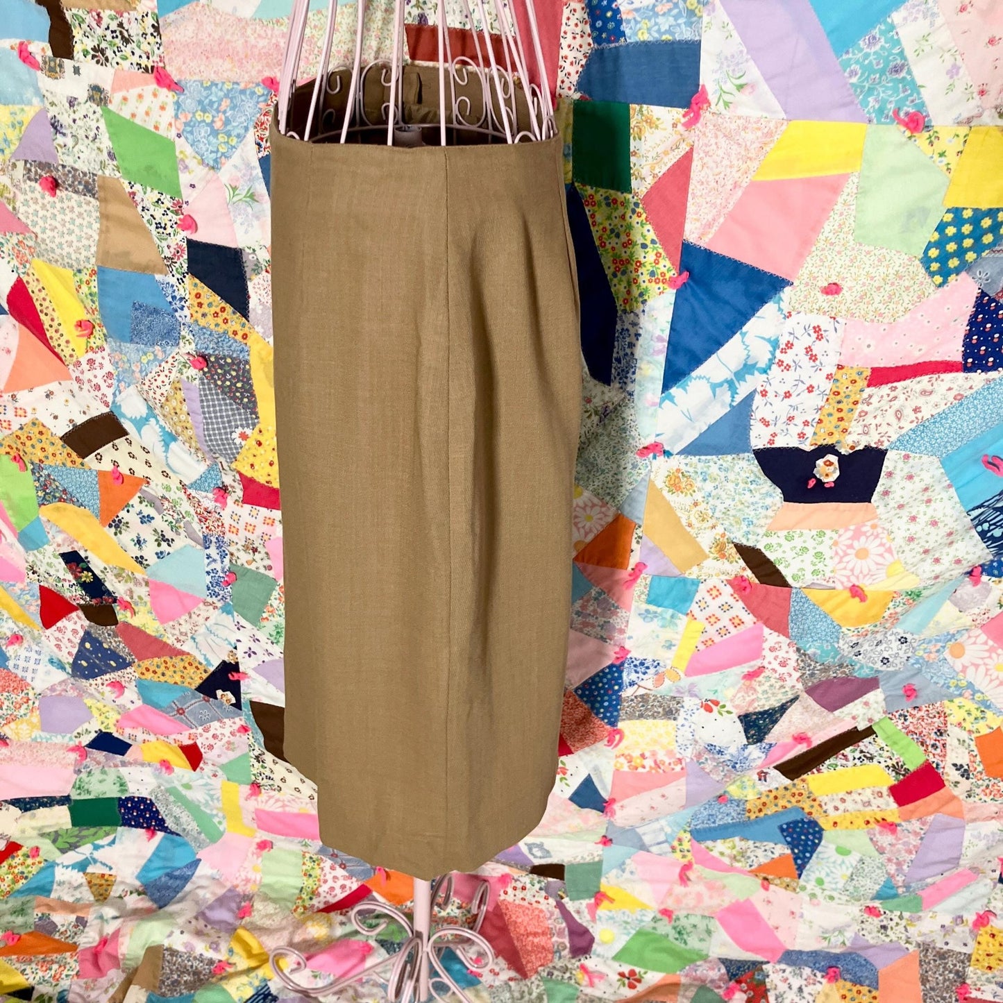vintage 90s Y2K skirt tan camel wool 1990s minimal | M-L | Jones New York usa made