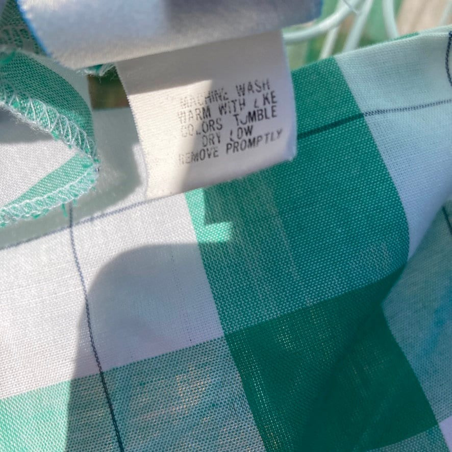 Vintage 90s Wrangler plaid top |S-M| green white 1990s sleeveless cotton top shirt blouse boxy