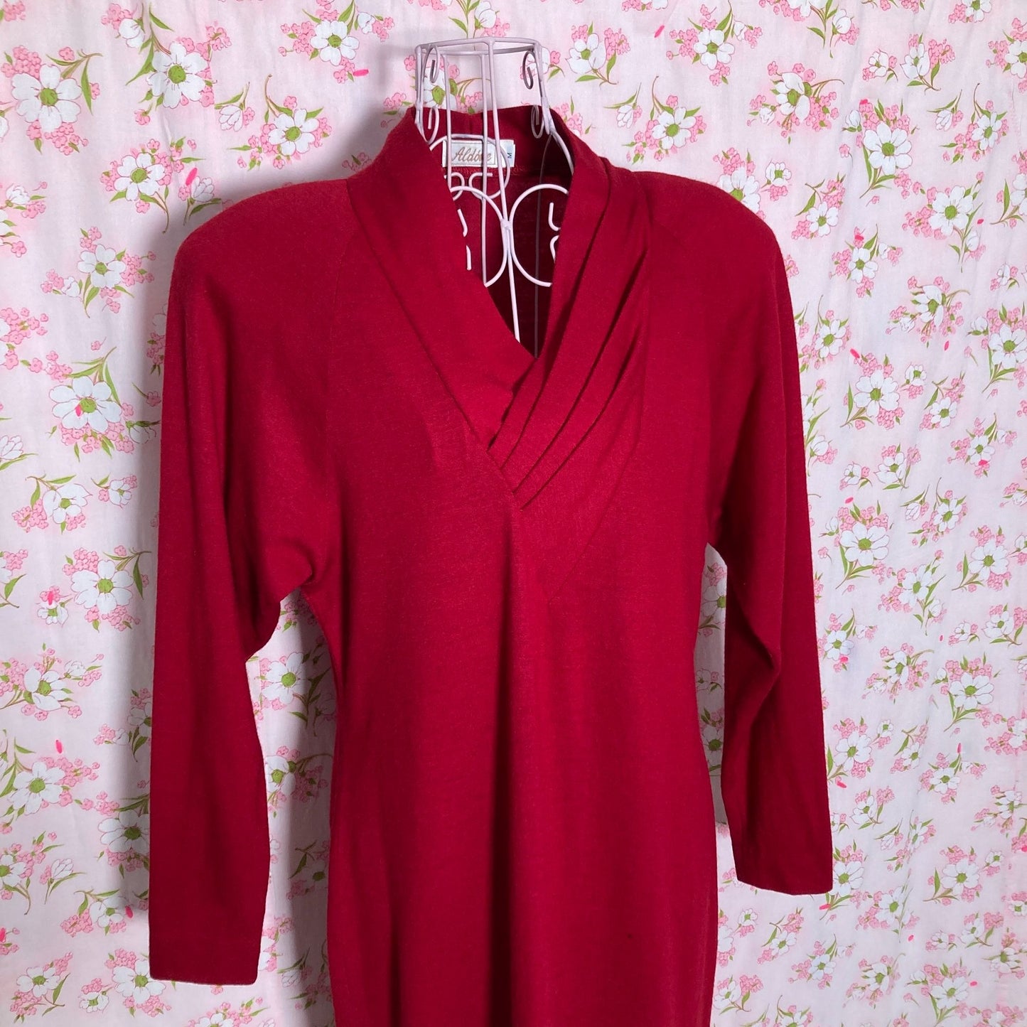 Vintage AS IS sweater dress |s-m| merlot red distressed tlc recycle Aldóne