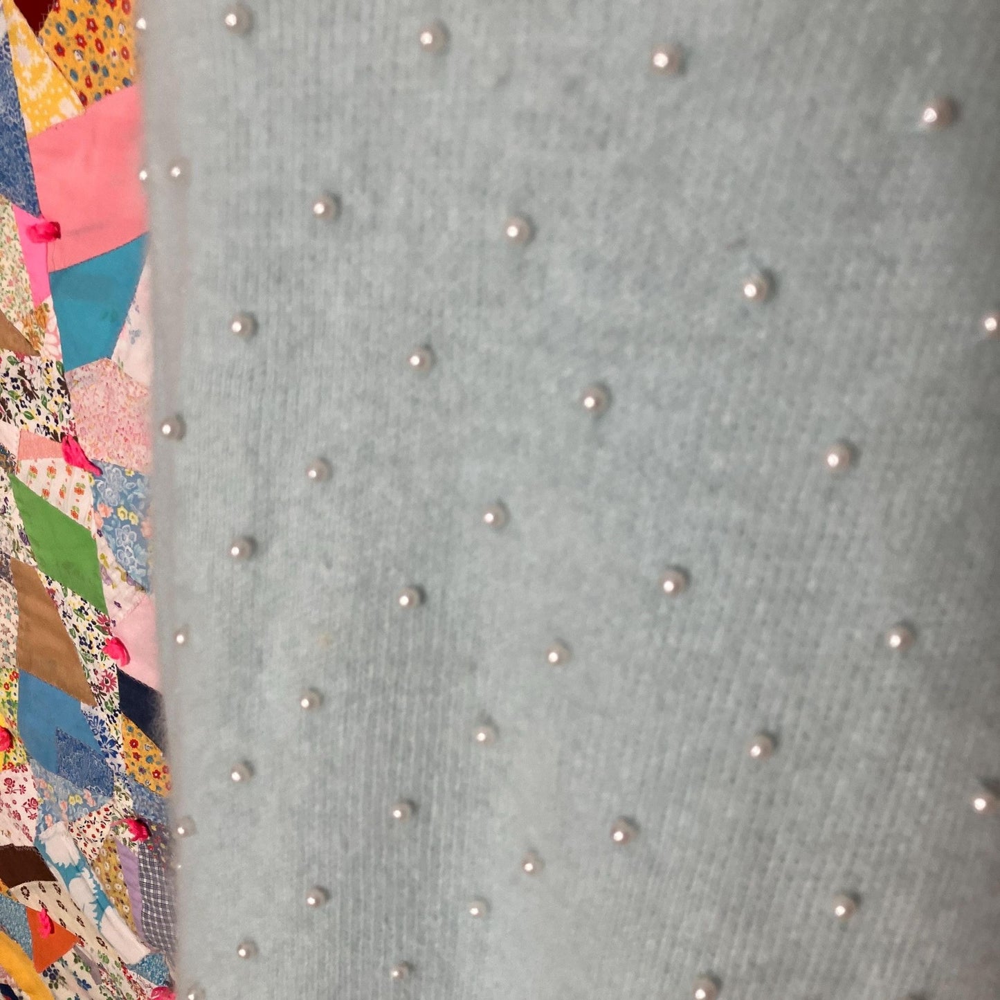 Vintage 90s y2k sweater Angora light blue pearl | S M | 1990s Andrea Viccaro