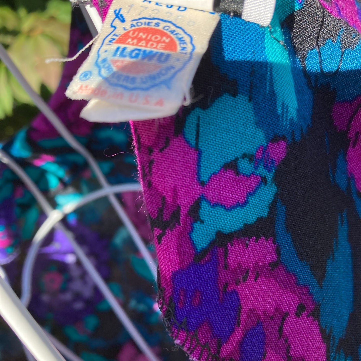 Vintage 80s dress midi | M | 1980s cottage dark floral purple pink teal western rayon R.E.O. Originals ILGWU union made