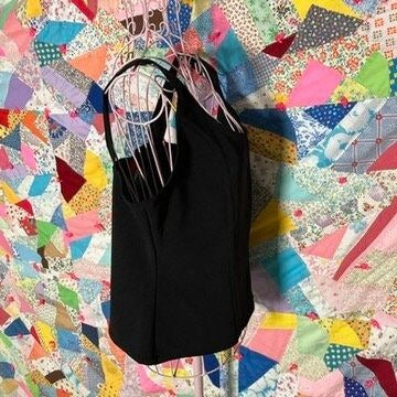 Vintage 90s/y2k tank top black solid minimal | M-L | 2000s 1990s sleeveless slight crop Spiral USA