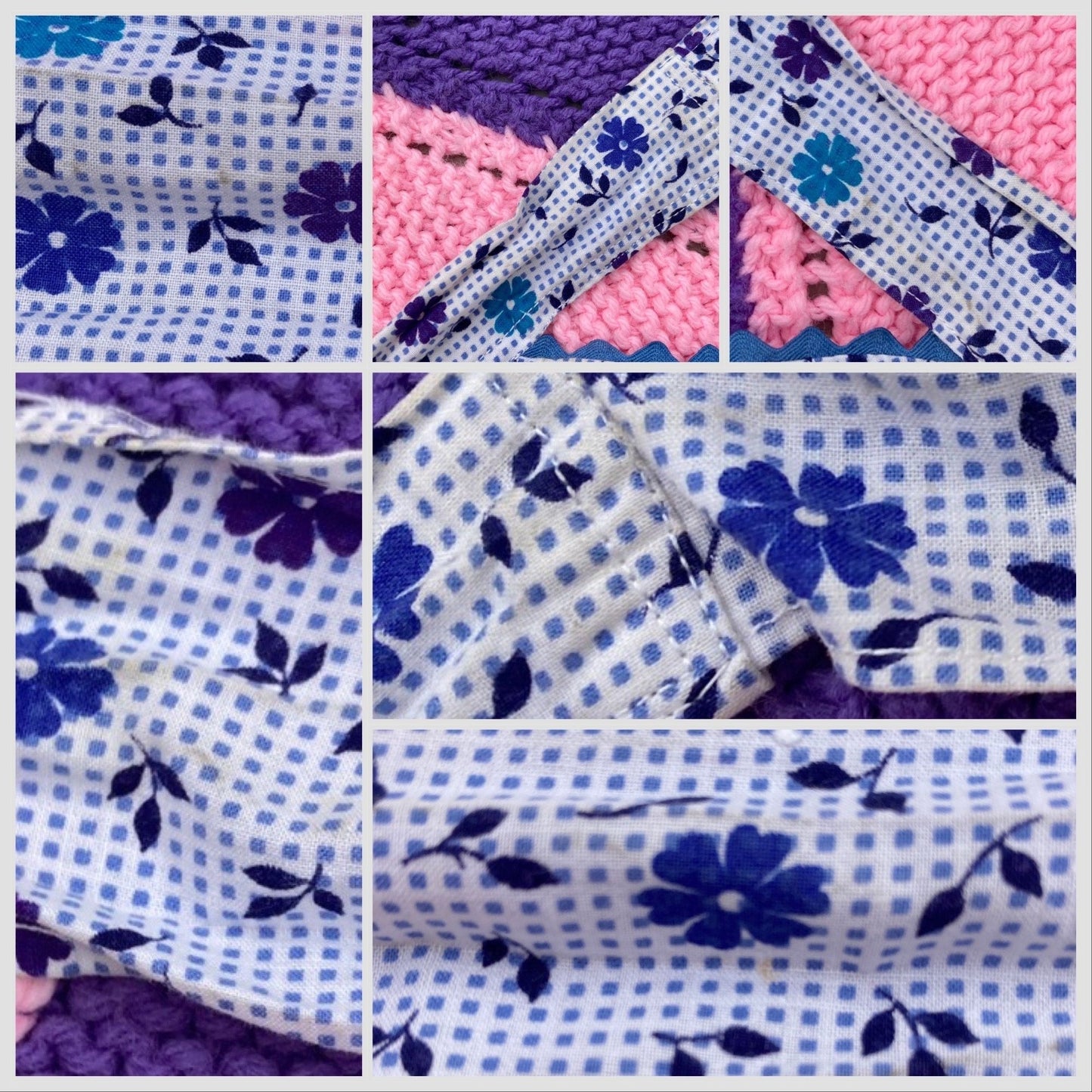 Vintage vtg 60s 70s apron |S-M| half apron pockets blue white floral pastel romantic
