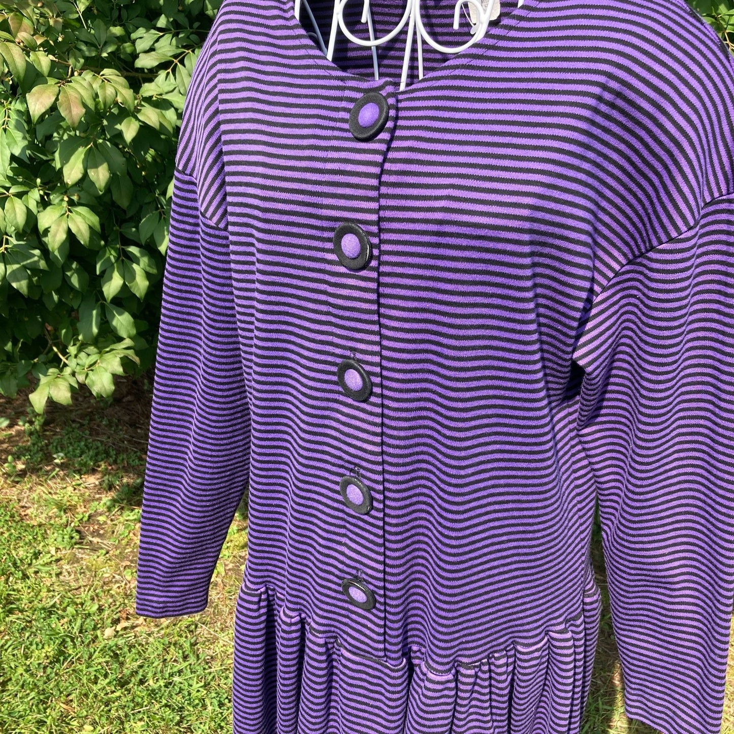 vintage striped dress 1990s |S-M| Flaws stripe purple black Pandemonium cotton