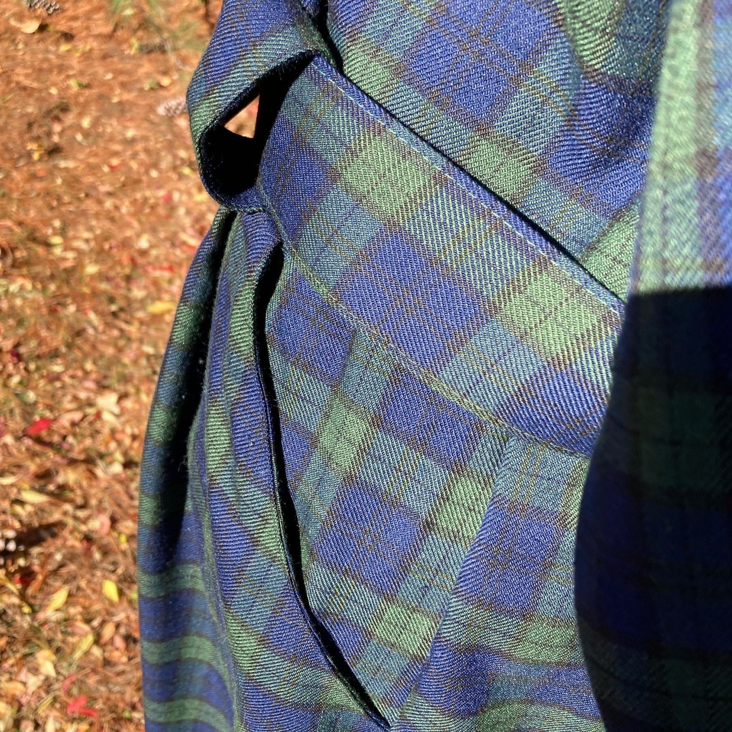 vintage plaid dress 80s | S-M | cottage blue green belted long sleeve career wear 1980s Clues Collections