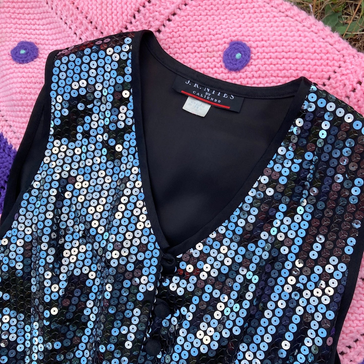 vintage romper 80s 90s black sequins silver | M-L | party festive 1980s 1990s playsuit one piece pleated
