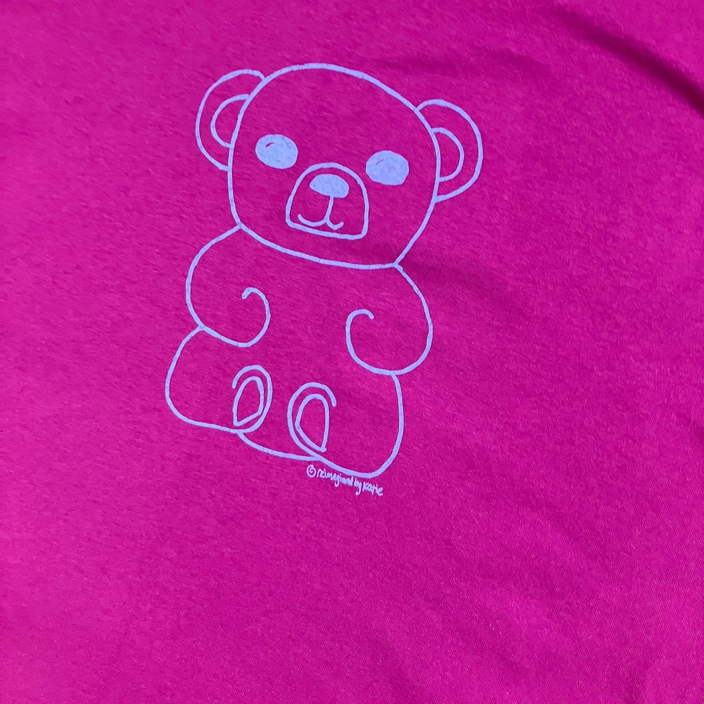 Vintage graphic teddy bear t shirt upcycled reworked | S - M | 90s raspberry purple periwinkle blue single stitch reimagined by Katie