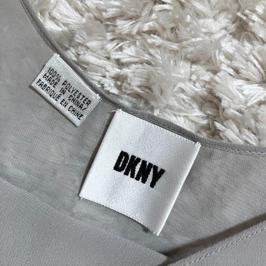 vintage deadstock y2k top silver grey beaded periwinkle sheer cami set DKNY