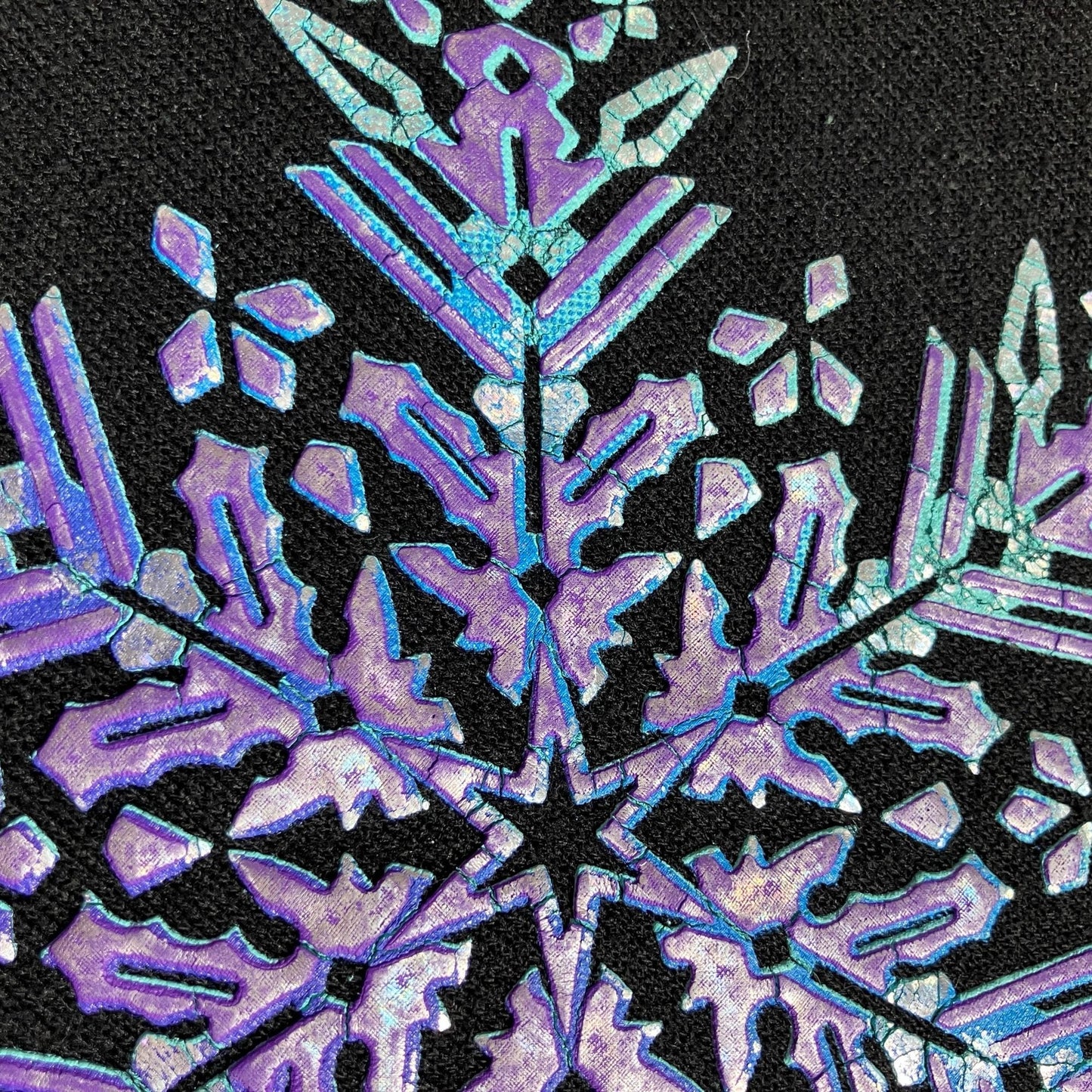 Vintage grandma sweatshirt Morning Sun double collar black purple blue silver snowflake winter snow Whitton