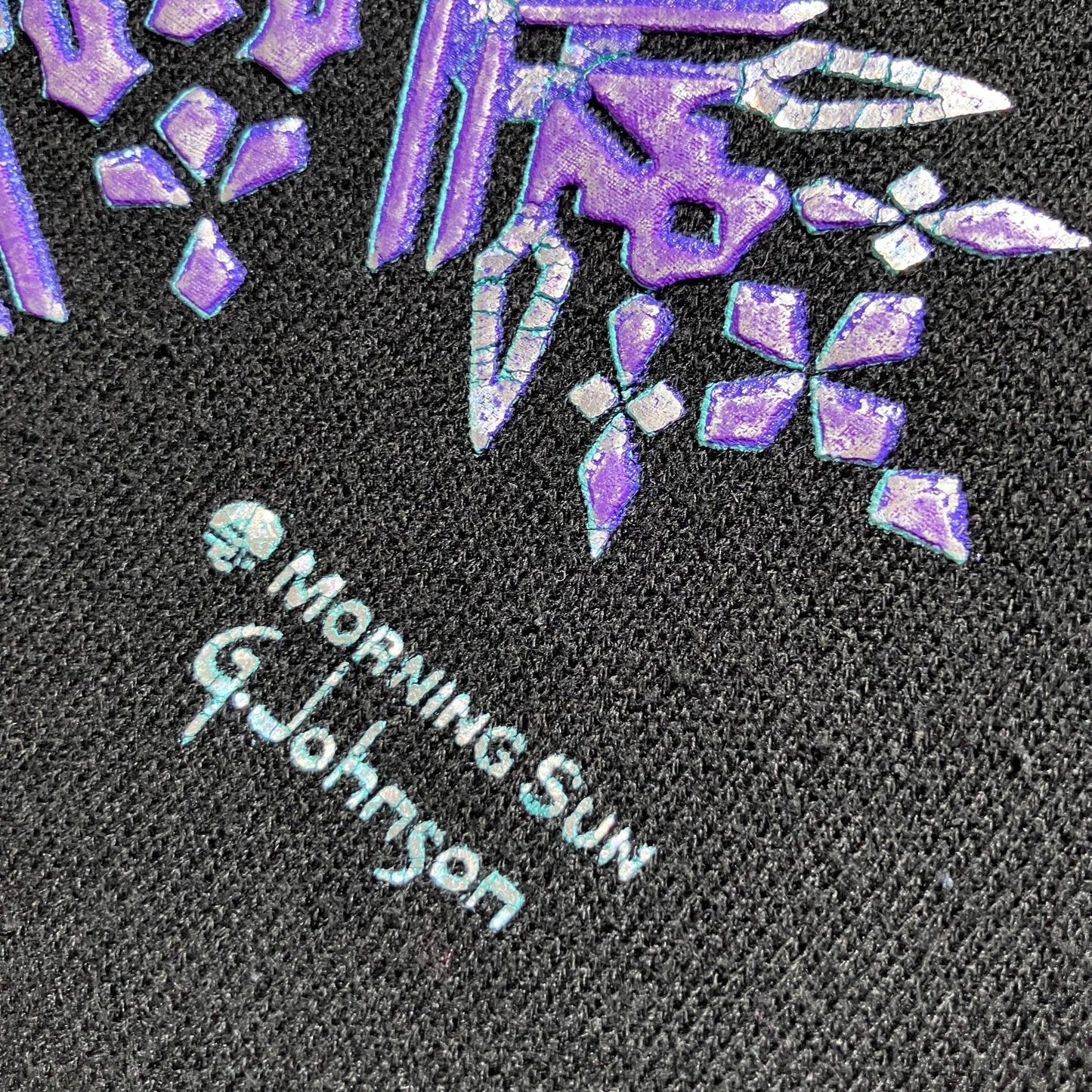 Vintage grandma sweatshirt Morning Sun double collar black purple blue silver snowflake winter snow Whitton
