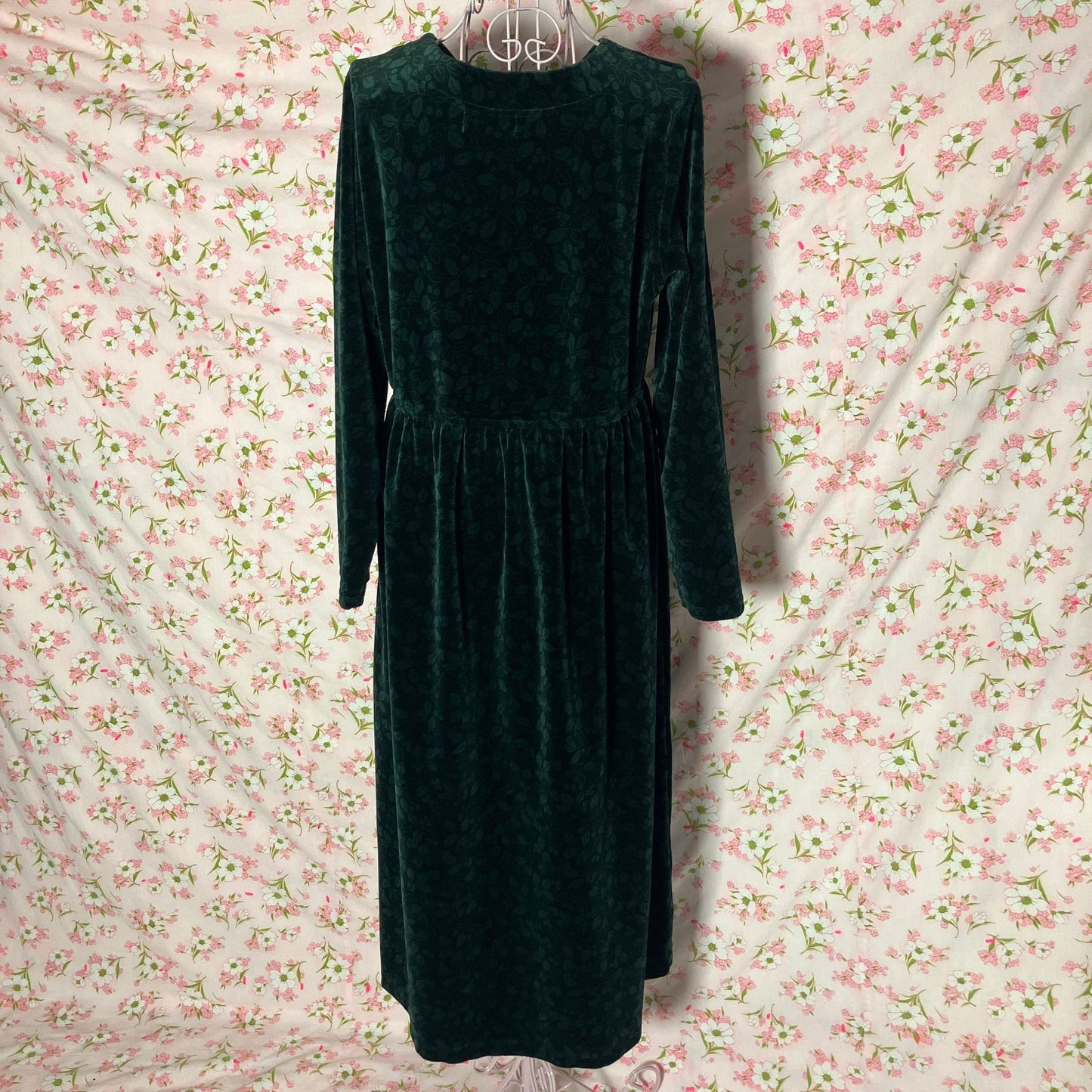 vintage 90s LL Bean dress 1990s dark green holly berries | M-L | long sleeve maxi cottage western farm homestead winter fall leaf botanical