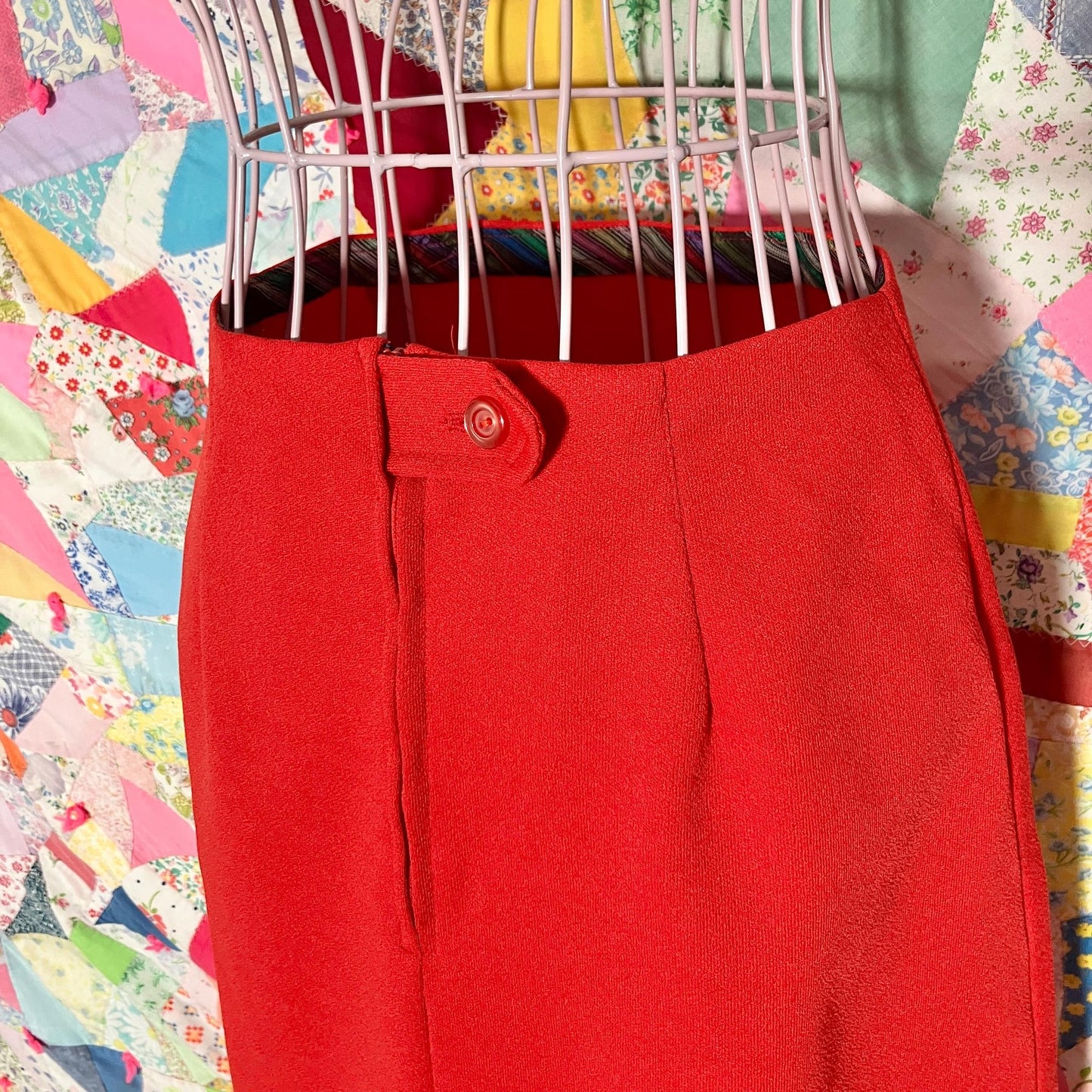 70s vintage mini skirt brick red | XXS - XS | 1970s