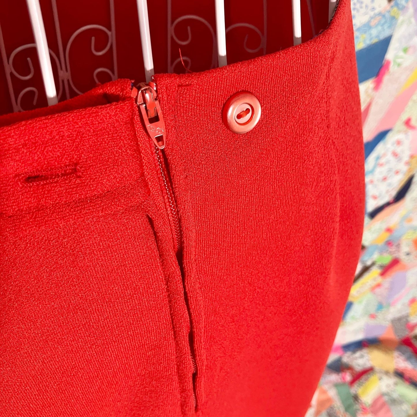 70s vintage mini skirt brick red | XXS - XS | 1970s