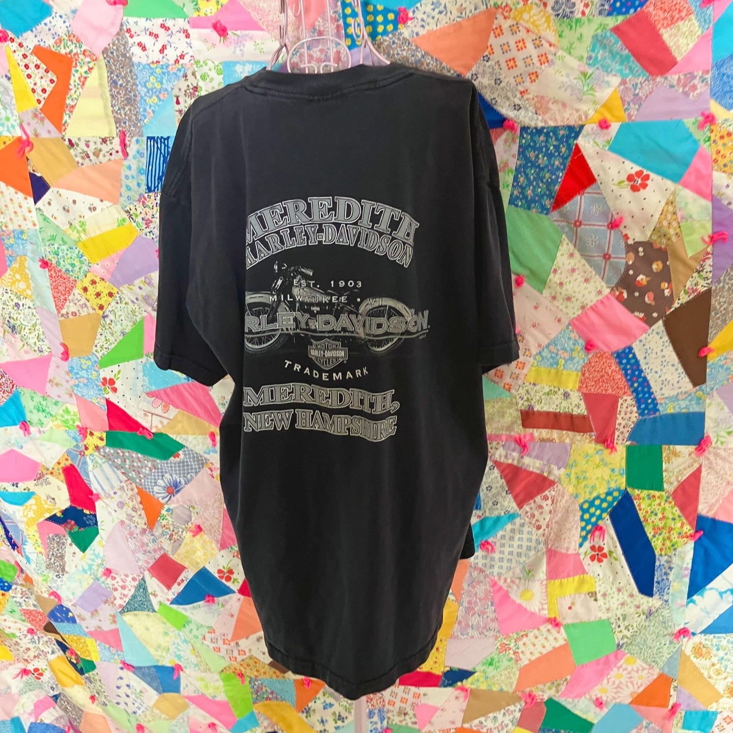 Vintage y2k t shirt harley davidson L-XL black logo graphic H-D Holoubeck Meredith NH 00s