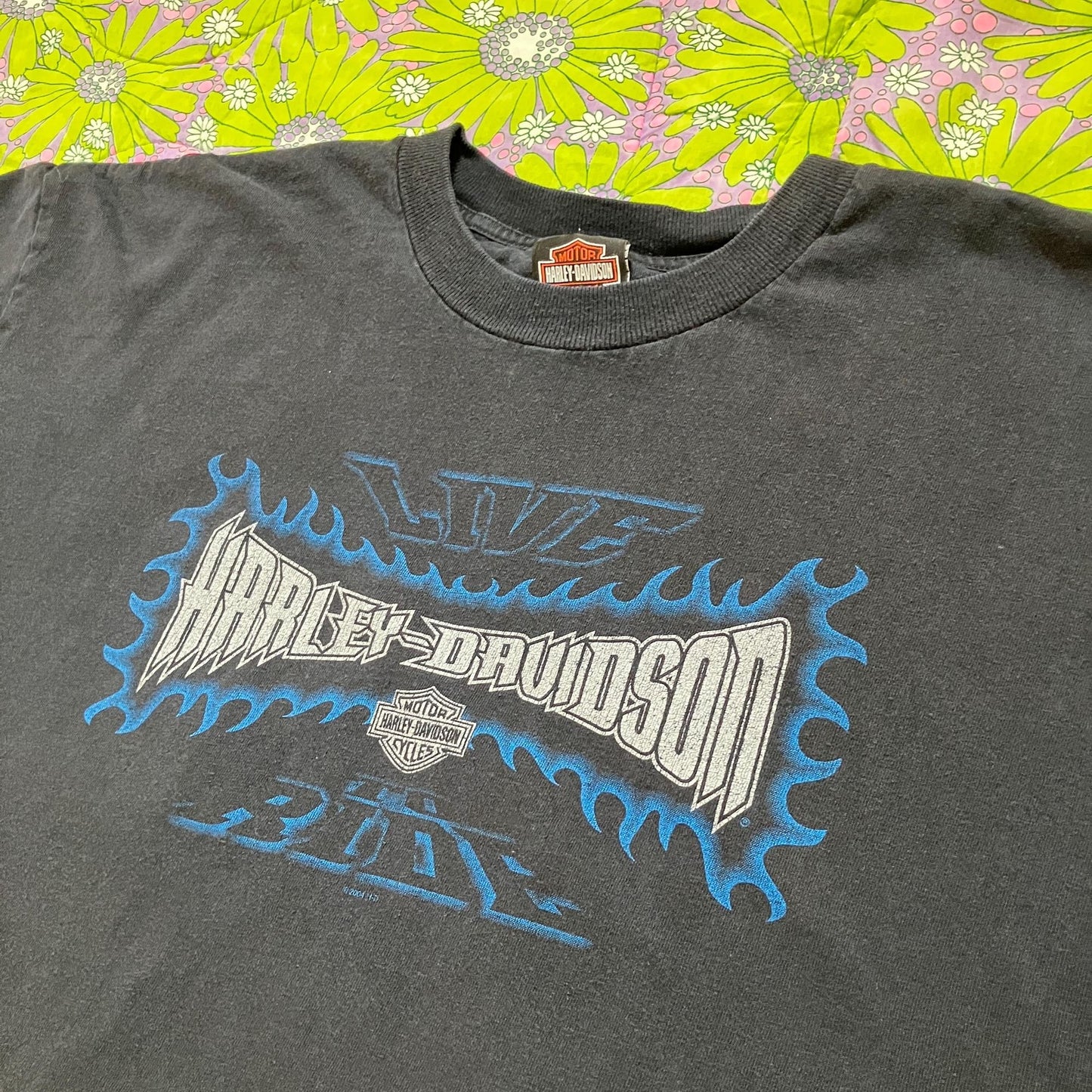 Vintage y2k t shirt harley davidson L-XL black logo graphic H-D Holoubeck Meredith NH 00s
