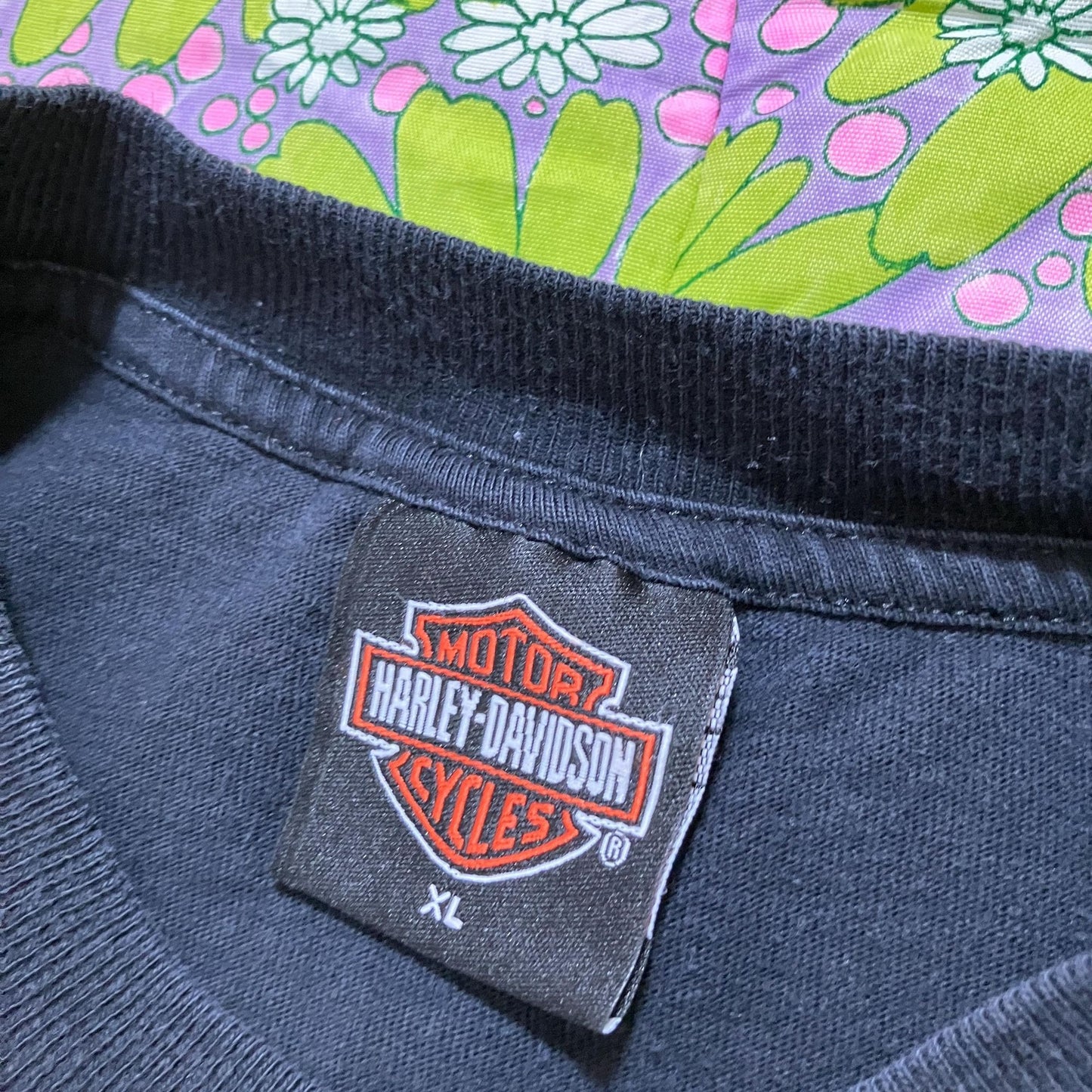 Vintage y2k t shirt harley davidson L-XL black logo graphic H-D Holoubeck Meredith NH 00s