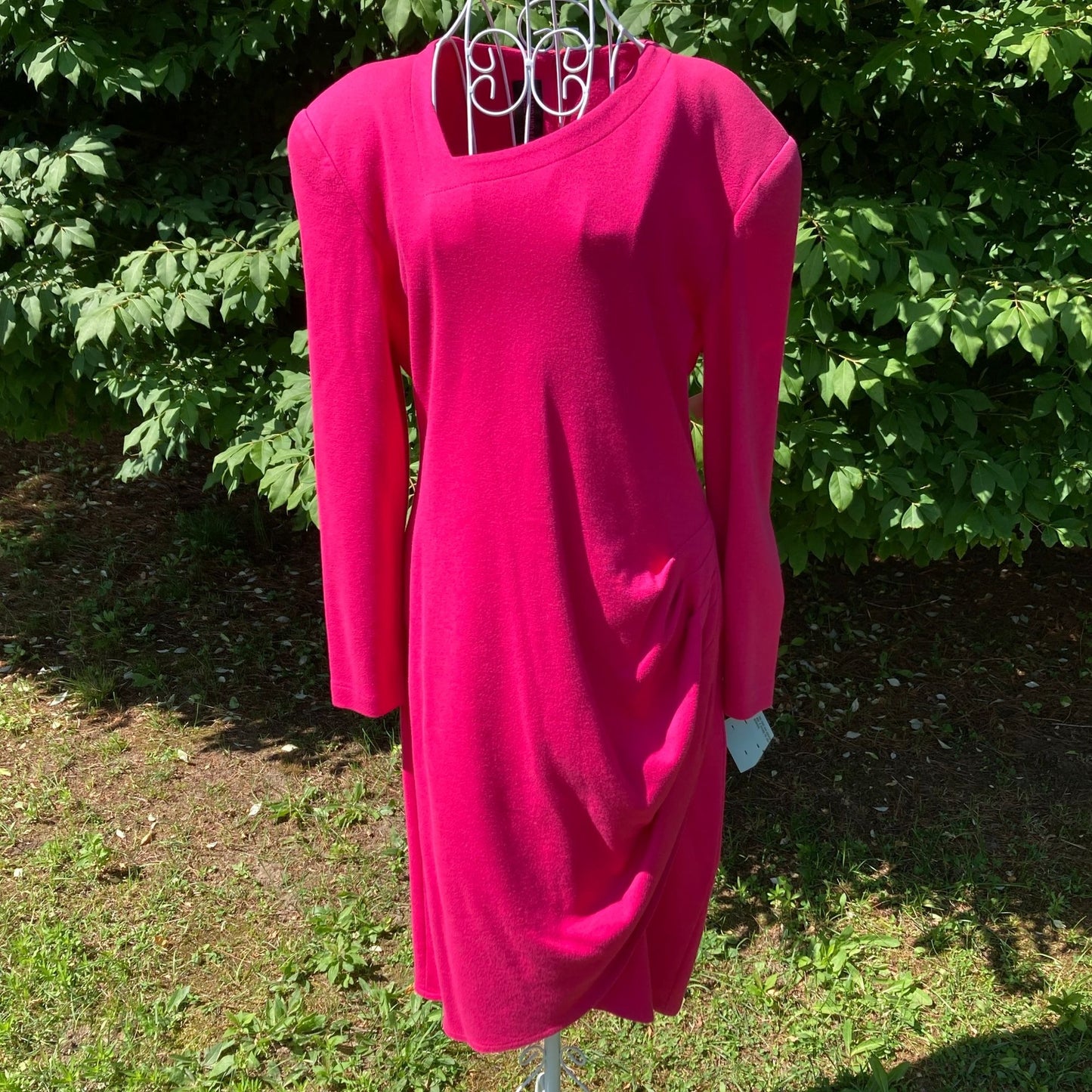 Vintage 80s dress pink long sleeve | M | cotton blend  1980s Tom and Linda Platt party NWT
