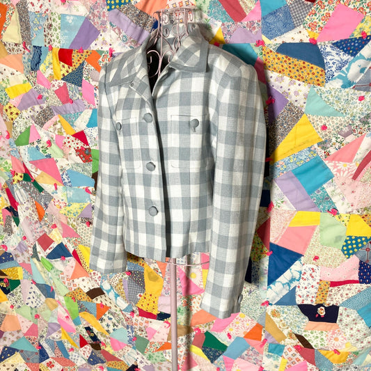 Vintage 90s y2k does 60s blazer blue white check |S-M| 1990s Kasper for A.S.L.