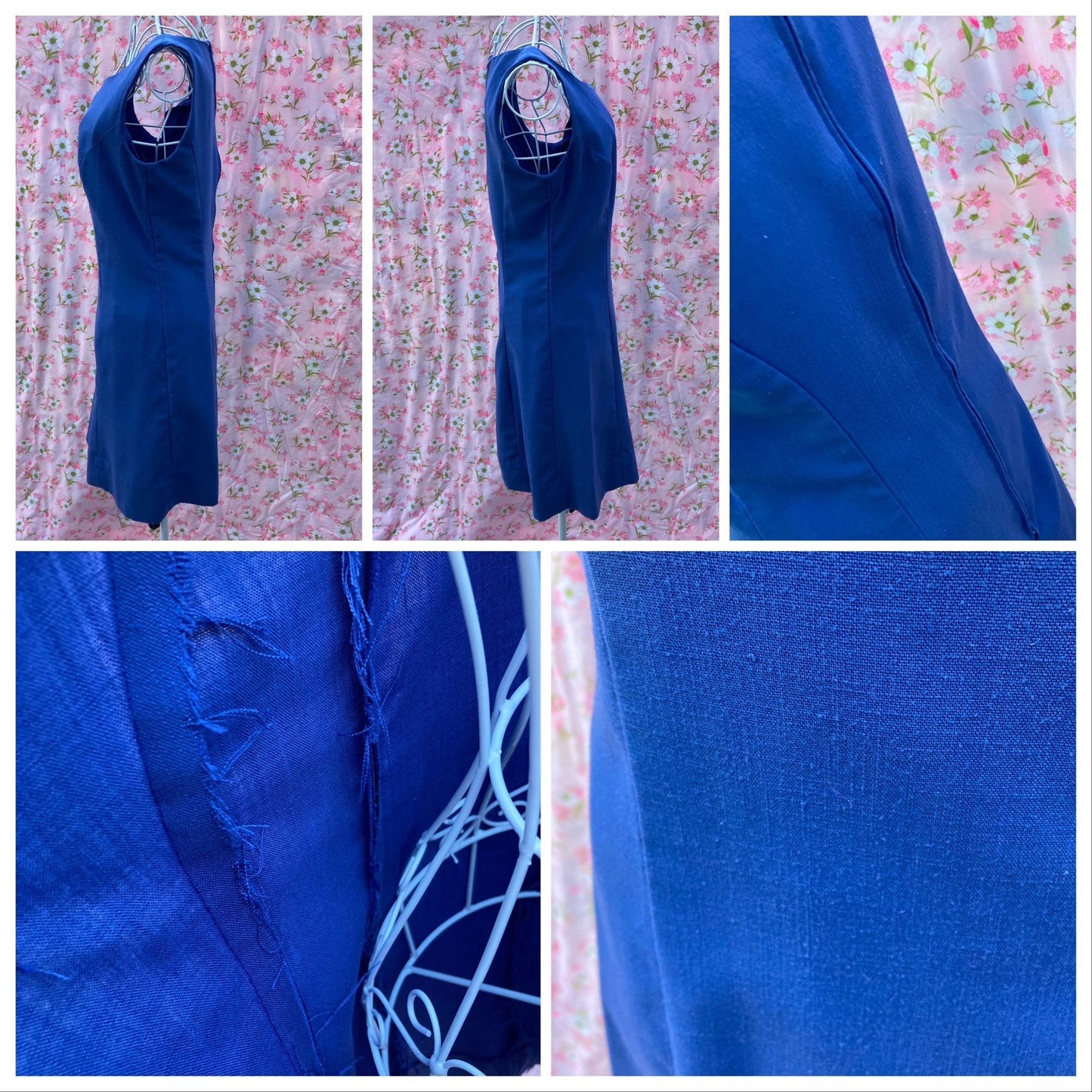 Vintage 60s 70s shift dress |S -M| blue 1960s 1970s