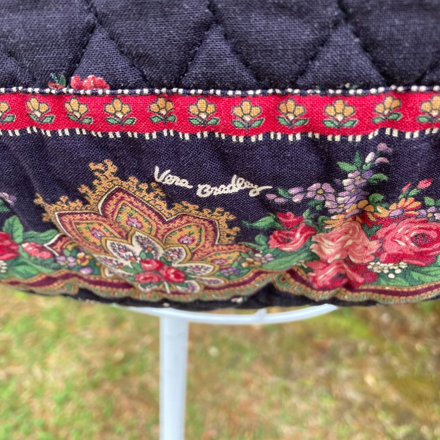 vintage 90s Vera Bradley backpack purse 1990s black red pink roses quilted cotton