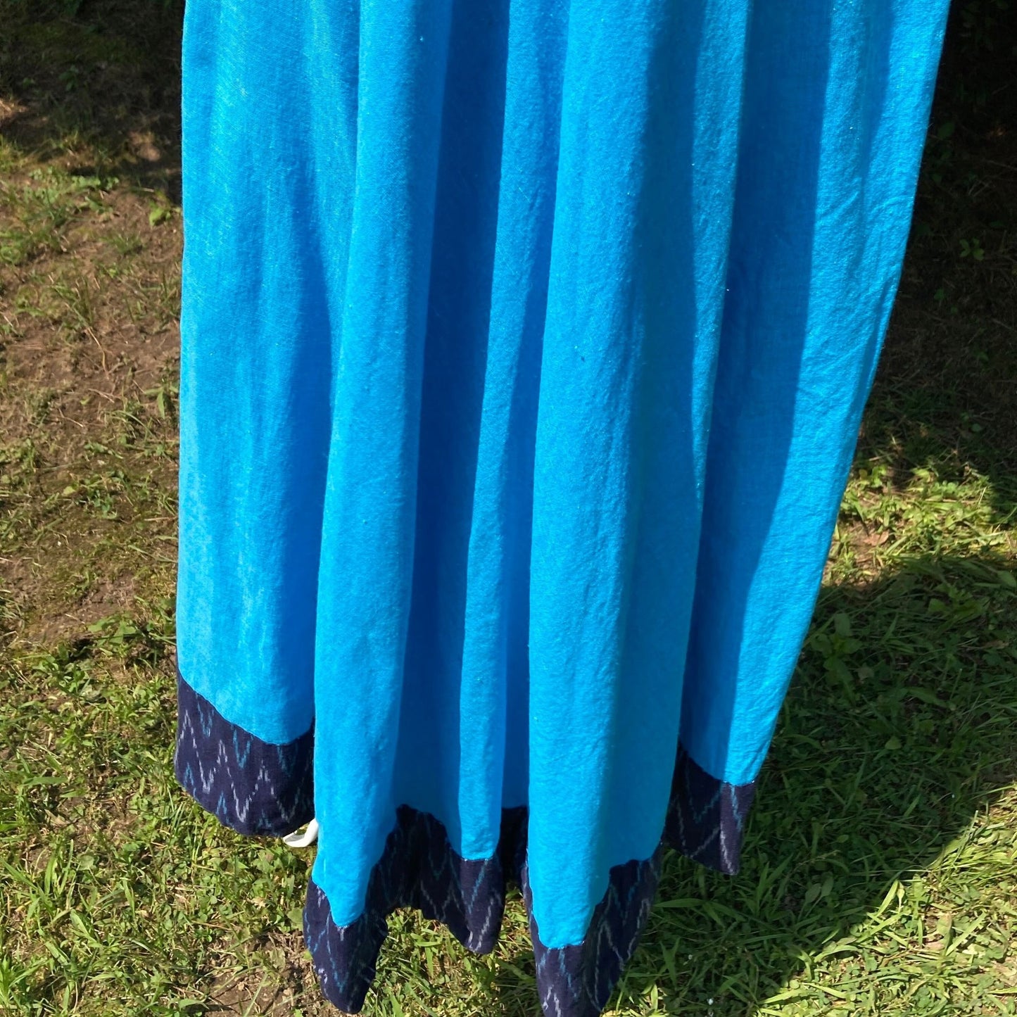 vintage 70s dress  blue teal  | S-M | 1970s handmade