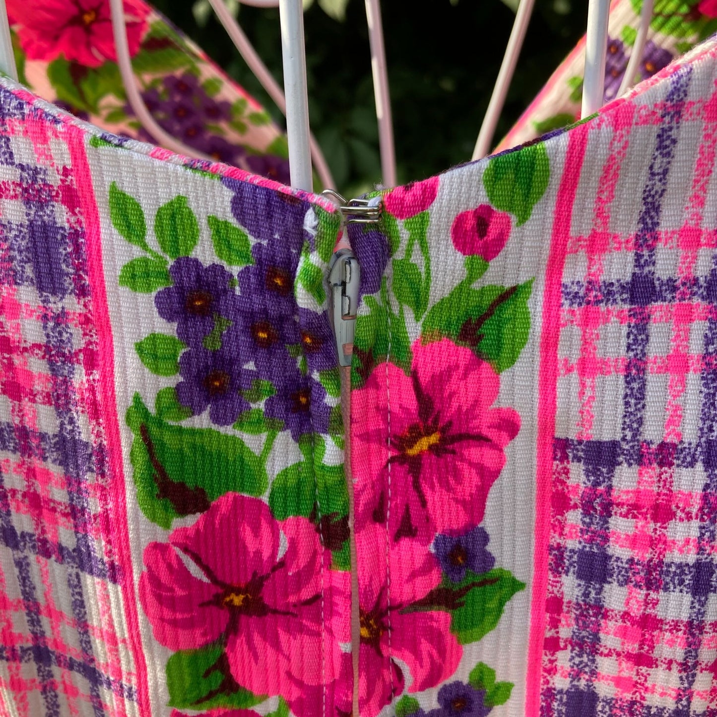 vintage 70S dress  | S  - M  | floral print pink green white psychedelic mod retro 1970s Liberty Circle