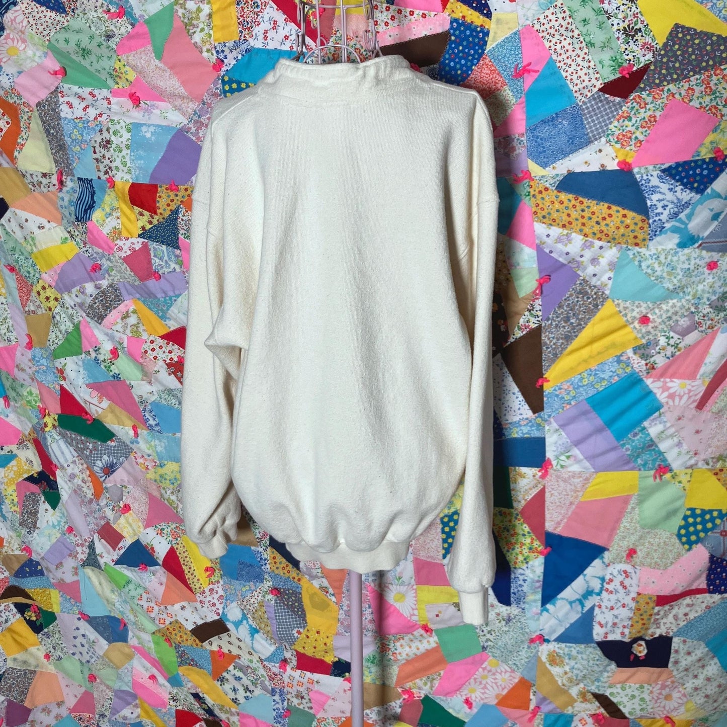 Vintage 90s sweatshirt Grand Teton | M - L | destination oat embroidered moose cotton quarter  button up  WORKS