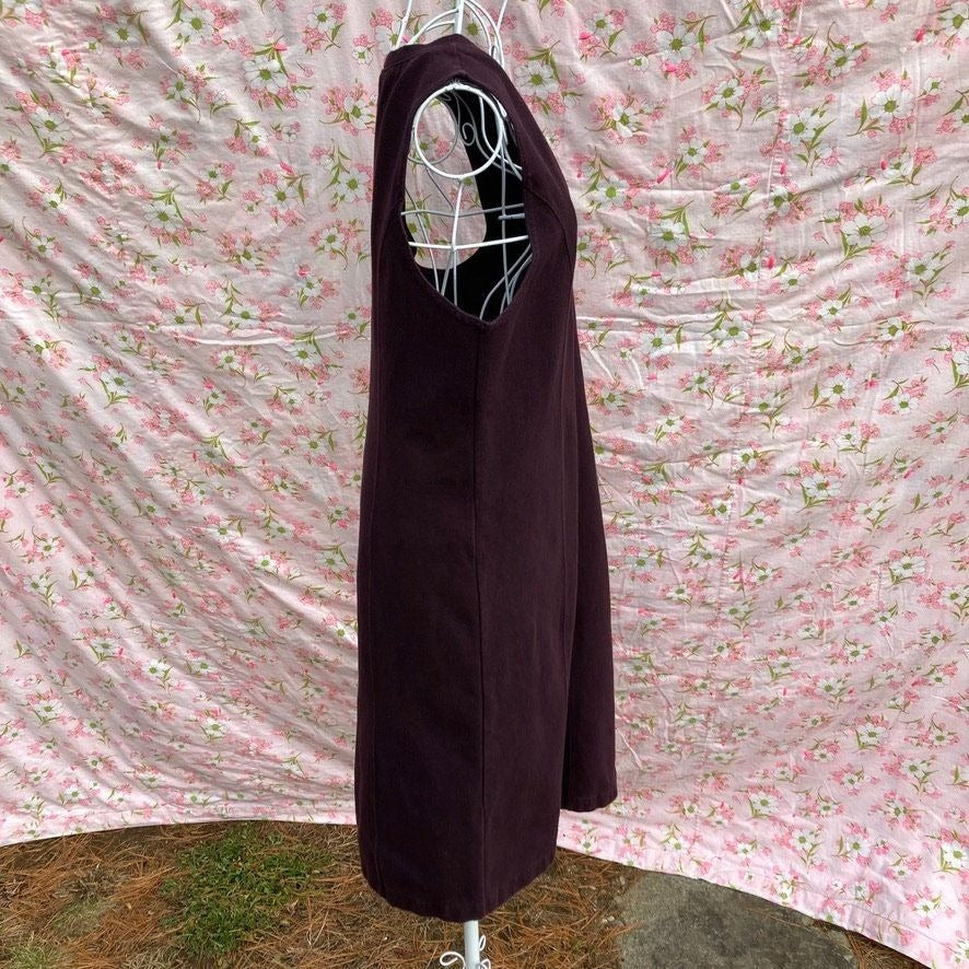 vintage 90s LL Bean dress 1990s wine maroon red | S-M | sleeveless fades cottage western farm homestead cotton