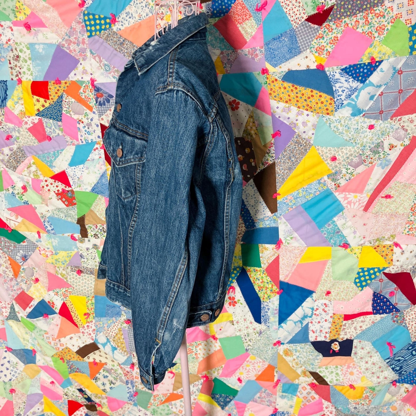 Vintage 80s Levi's jean jacket distressed made in USA dark wash |S - M | cotton trucker denim