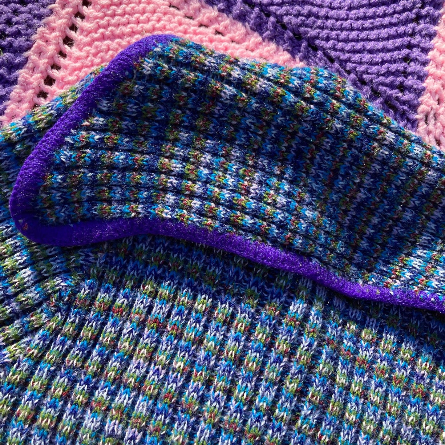 Vintage 60s sweater cardigan |XS-S| space dye soft purple green collared 1960s Orlon Acrylic