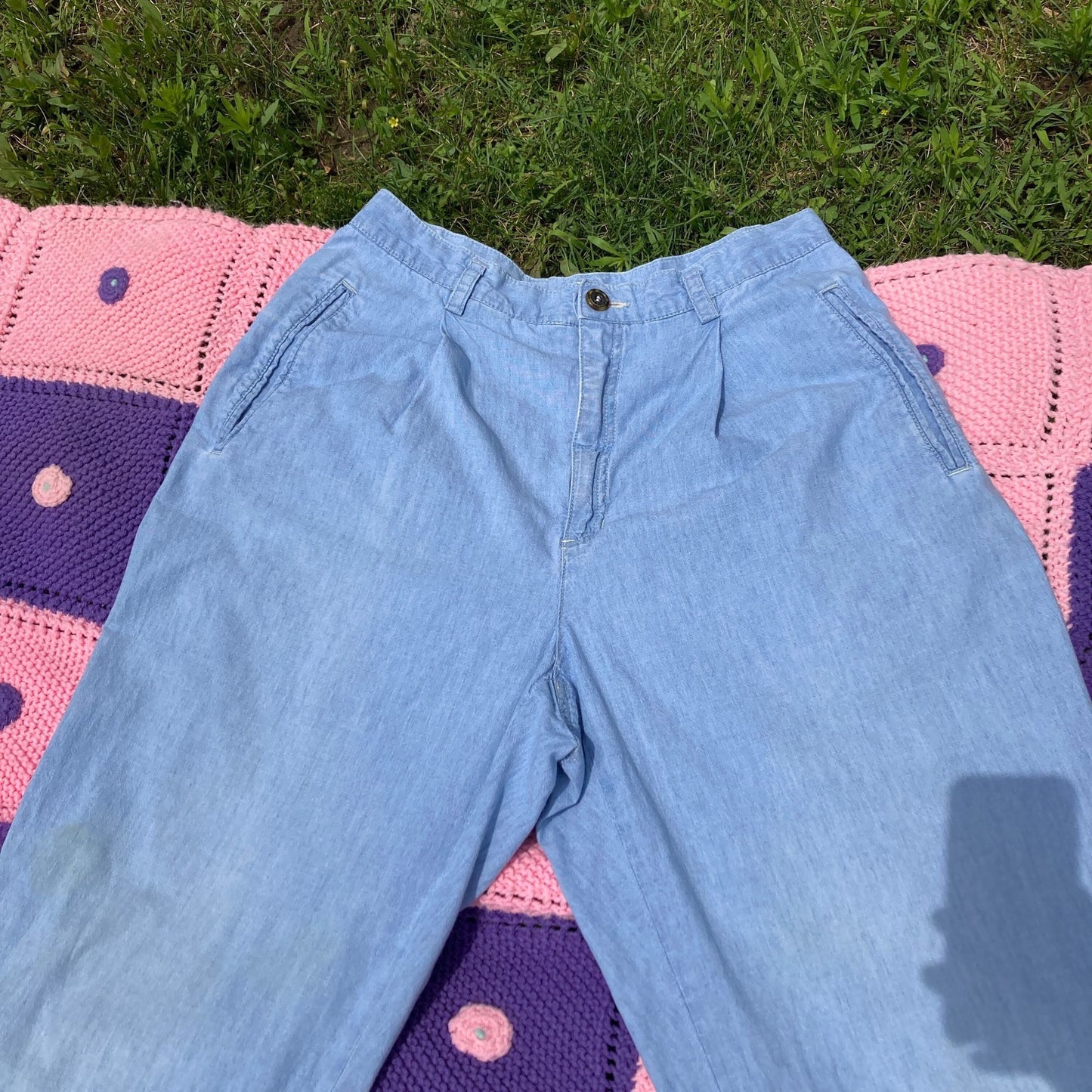 Vintage 90s chambray pants trousers cotton Liz Claiborne cuffed high waisted