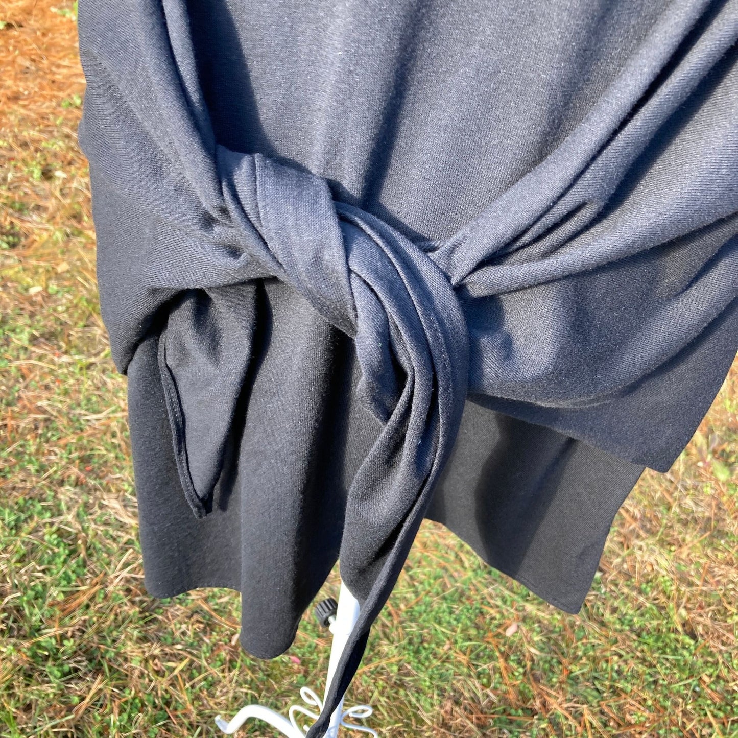 Vintage 70s black nightgown dress cover up | S - M | 1970s tie Petra Fashions