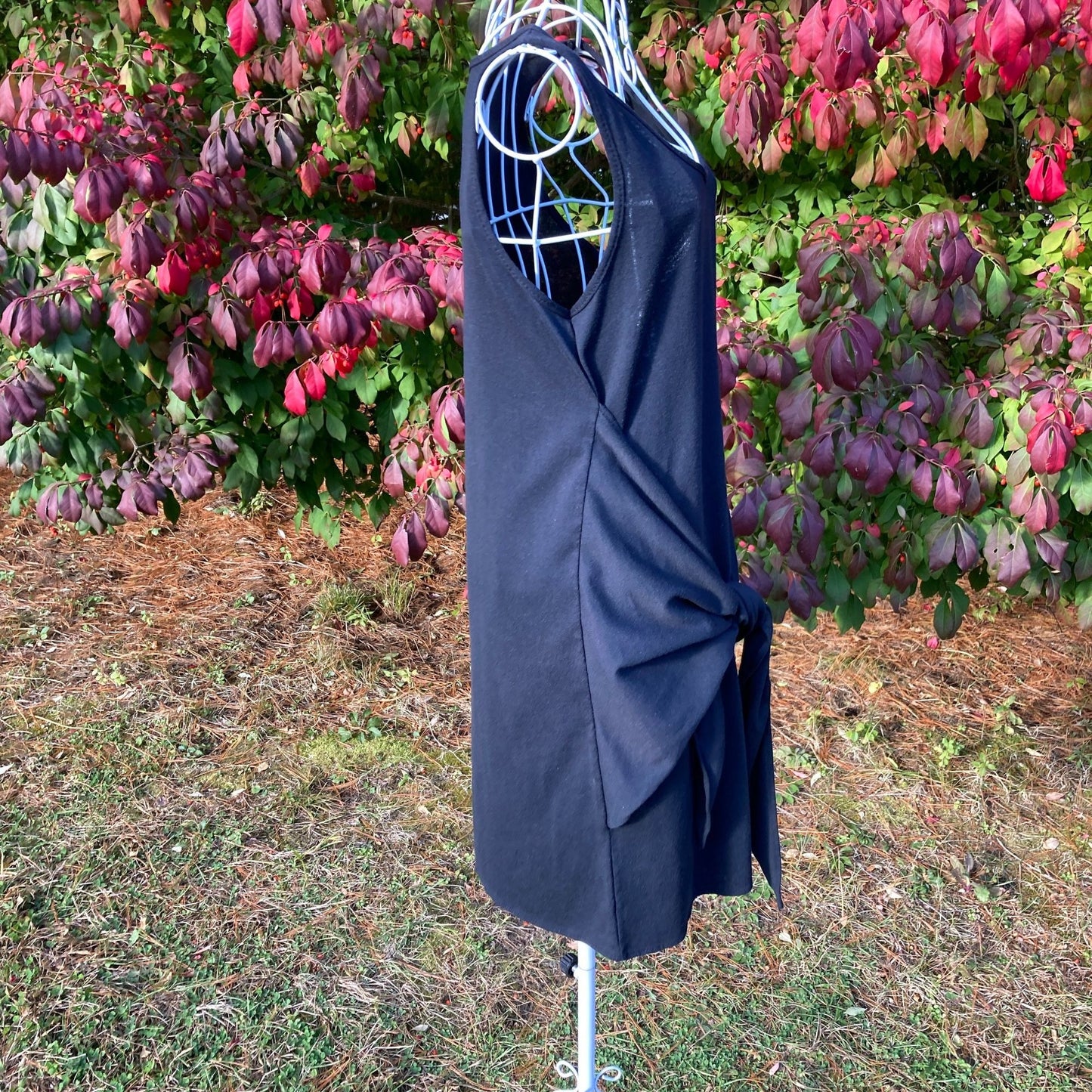 Vintage 70s black nightgown dress cover up | S - M | 1970s tie Petra Fashions