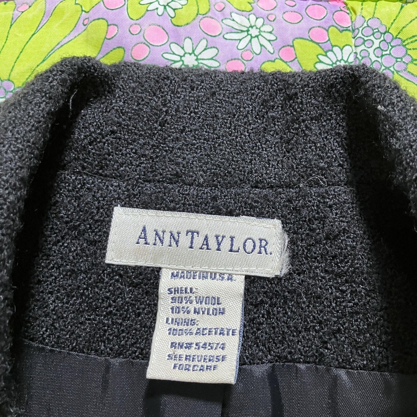 Vintage 90s blazer black  |S-M| 90s  Ann Taylor wool blend textured short USA made