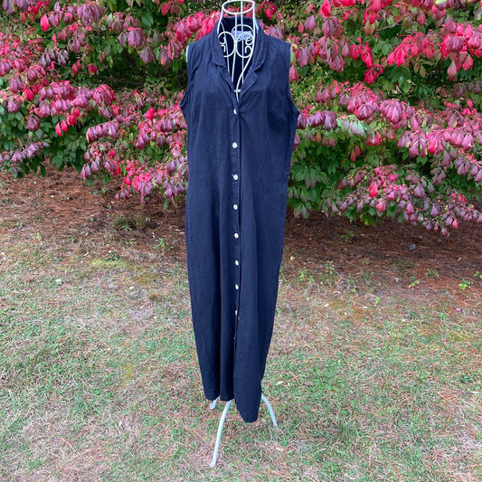 vintage cottage core dress 90s 1990s cotton maxi western minimal |M |black Chicos Design collared