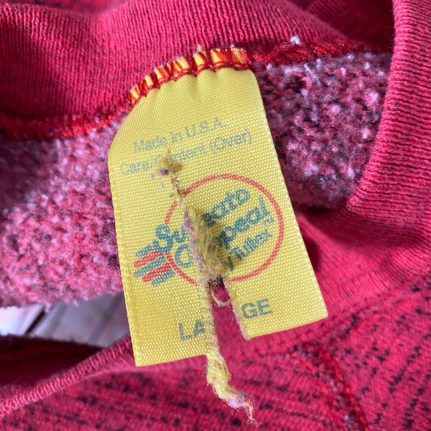 Vintage 80s sweatshirt  | S - M | red black marled Tultex Sweats Appeal distressed