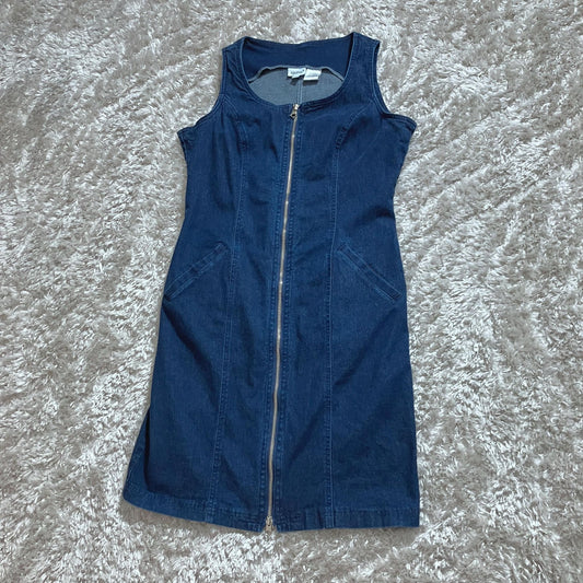vintage 90s denim dress cottage core 1990s cotton western farmcore jean |S-M| Together! zip up  sleeveless