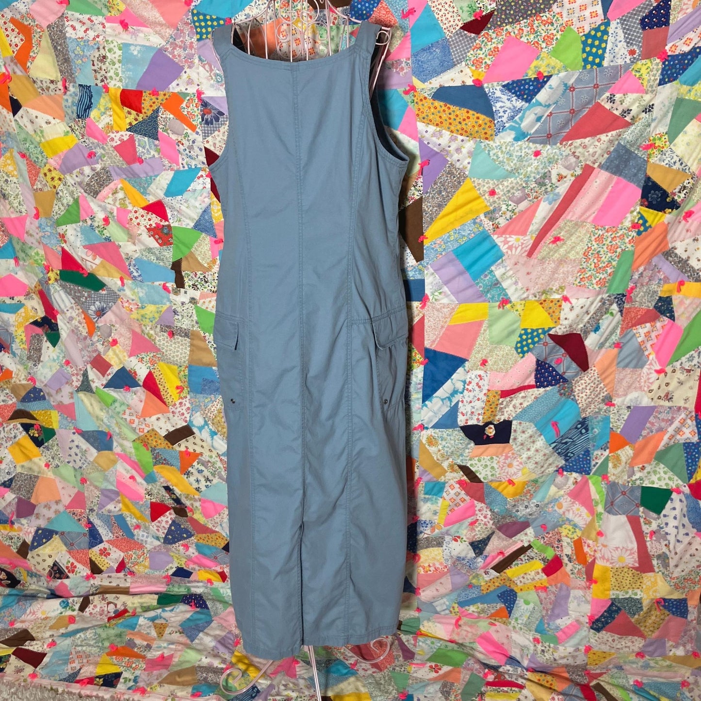 vintage 90s y2k maxi dress | M |   light blue khaki cotton overall  NY Khakis cargo