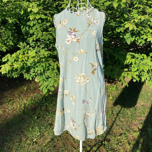 vintage cottage core dress floral  90s sage green flowers | S-M | farmcore Jones New York pastel