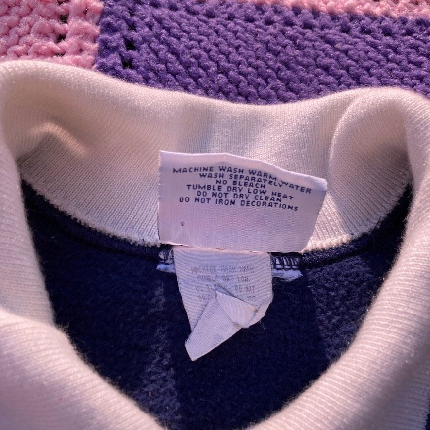 Vintage 80s grandma sweatshirt cottage Morning Sun navy blue floral |M-L| collared 1980s wheel wildflower cattails country