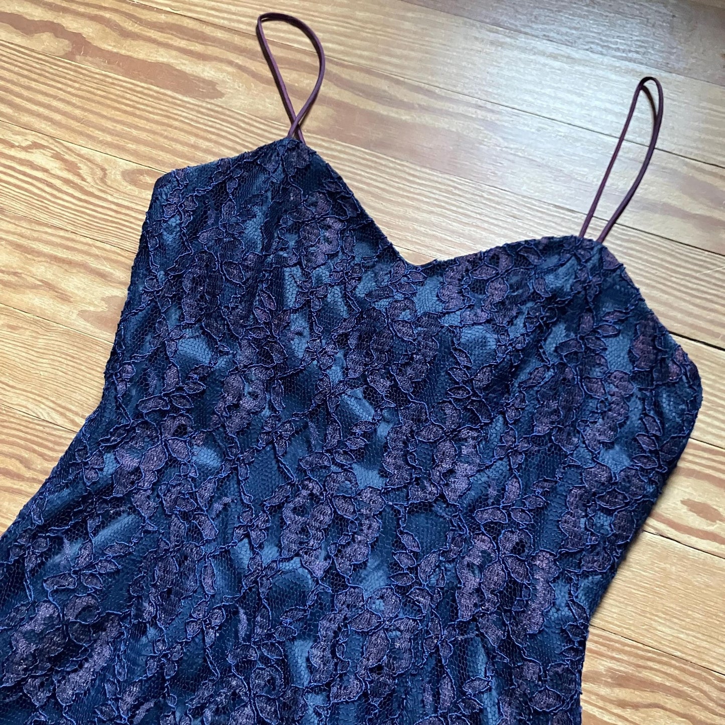 vintage 80s 90s Ann Taylor dress blue purple lace  | XS-S |  overlay tank mini cocktail